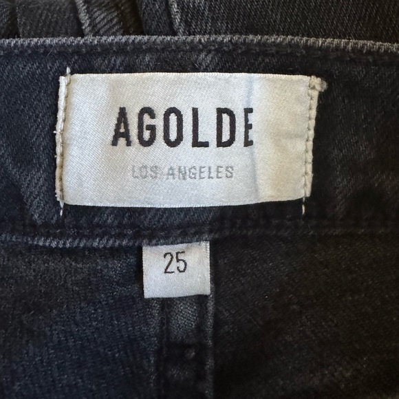 Agolde Nico High Rise Slim Jeans Button Fly Black  Distressed Size 25 - Picture 4 of 7